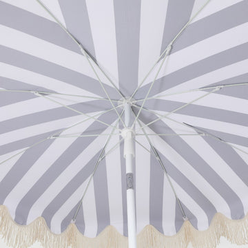 Mariner 6.5 ft. Classic Cottage Fringe Tassel Market Beach Umbrella
